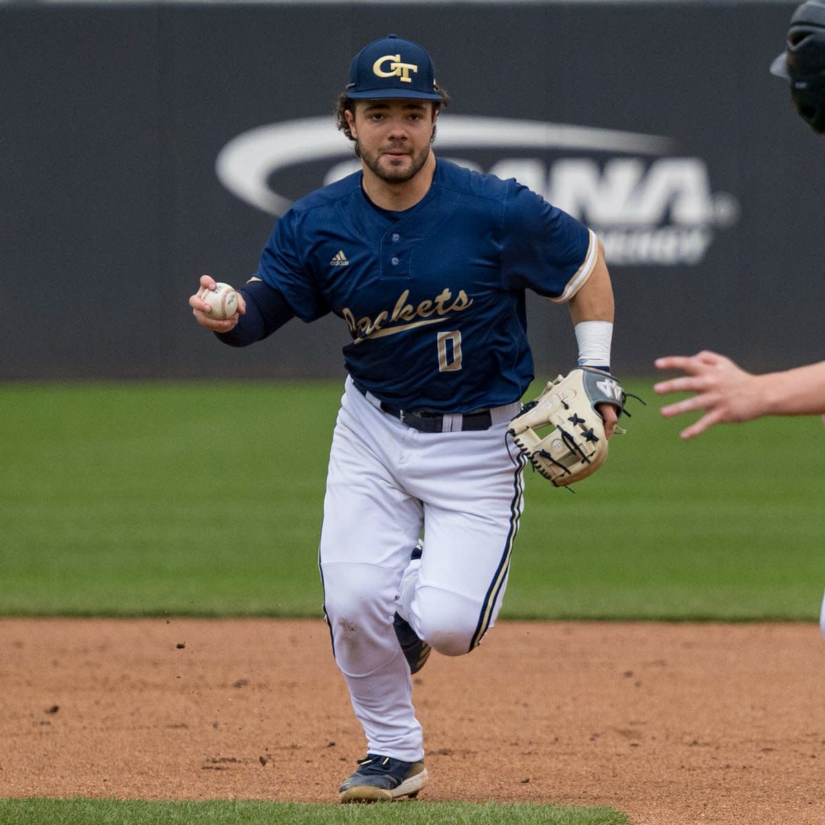 Mike Becchetti runs a ball in during pre-season practice